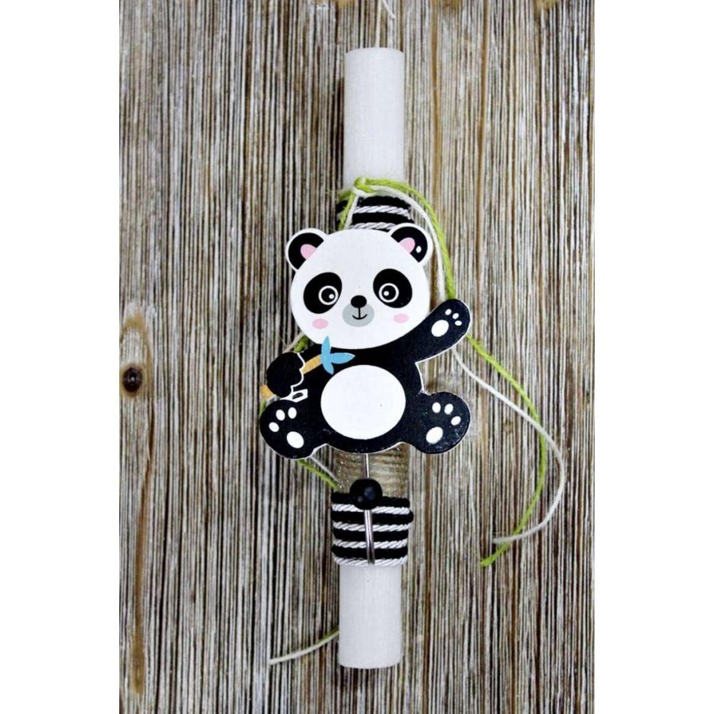 Πασχαλινή Λαμπάδα Με Ξύλινη Κρεμάστρα Panda - 003408Λ