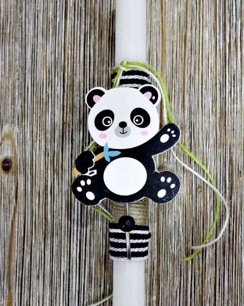 Πασχαλινή Λαμπάδα Με Ξύλινη Κρεμάστρα Panda - 003408Λ