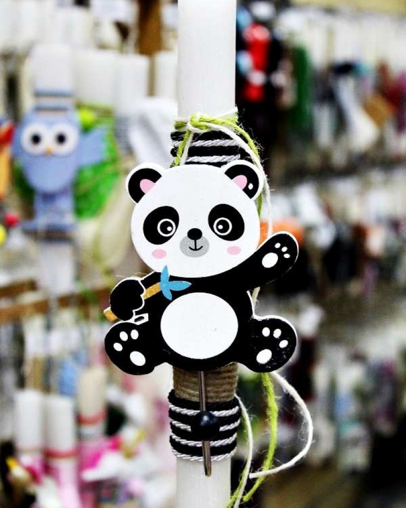 Πασχαλινή Λαμπάδα Με Ξύλινη Κρεμάστρα Panda - 003408Λ