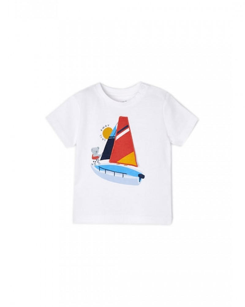 Βρεφική Κοντομάνικη, Μακό Μπλούζα Sail Away για Αγόρι –Εκρού– 22-01007-049