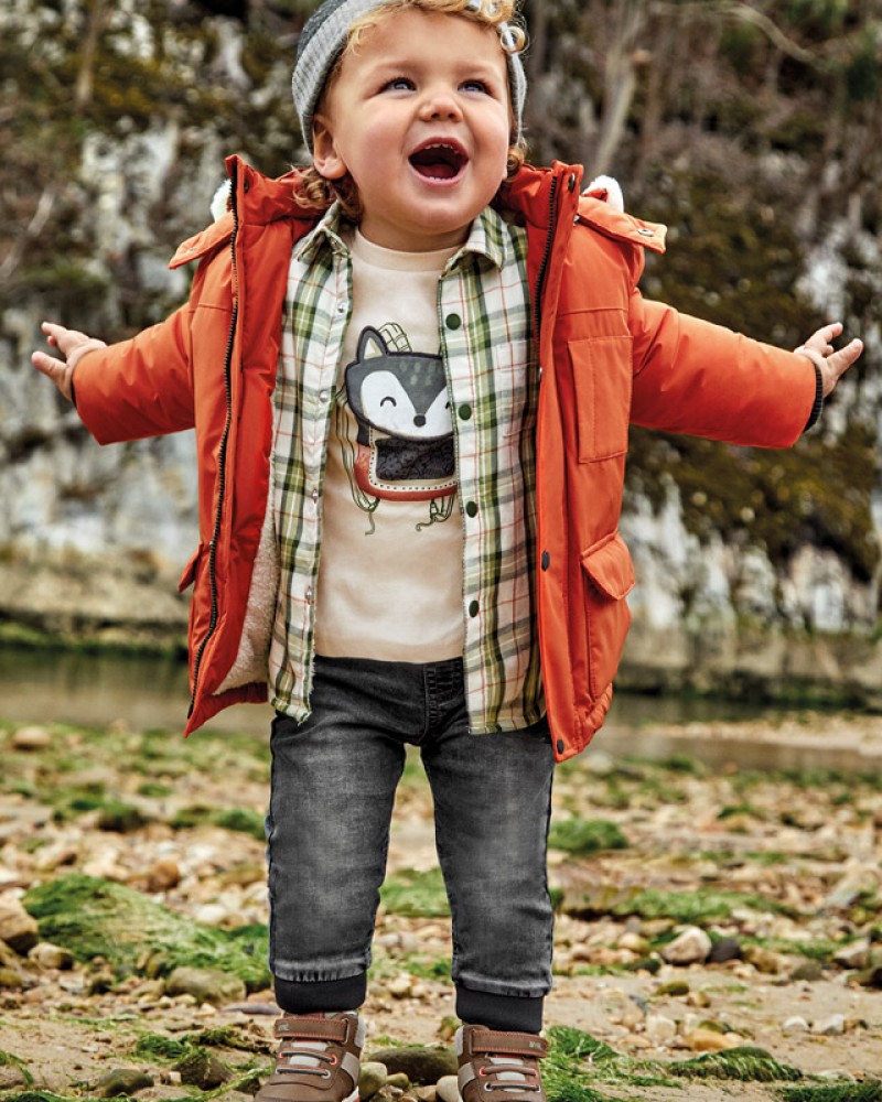 Βρεφικό Παντελόνι Jogger Fit, Απαλό Πεντάτσεπο Τζιν Ecofriends Αγόρι –Γκρι– 12-02535-021