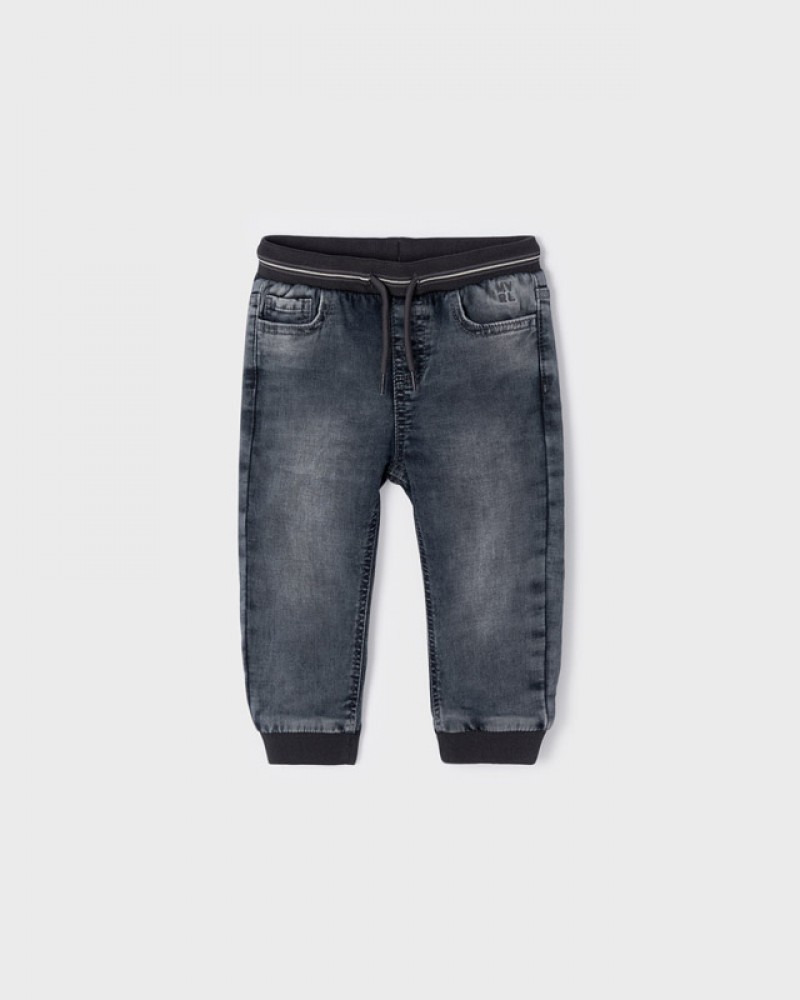 Βρεφικό Παντελόνι Jogger Fit, Απαλό Πεντάτσεπο Τζιν Ecofriends Αγόρι –Γκρι– 12-02535-021