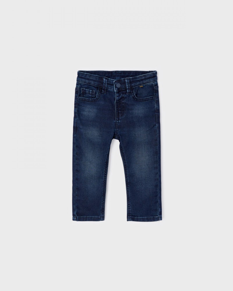 Βρεφικό Παντελόνι Slim Fit, Απαλό Πεντάτσεπο Τζιν Ecofriends Αγόρι –Γκρι μπλε– 12-02536-091