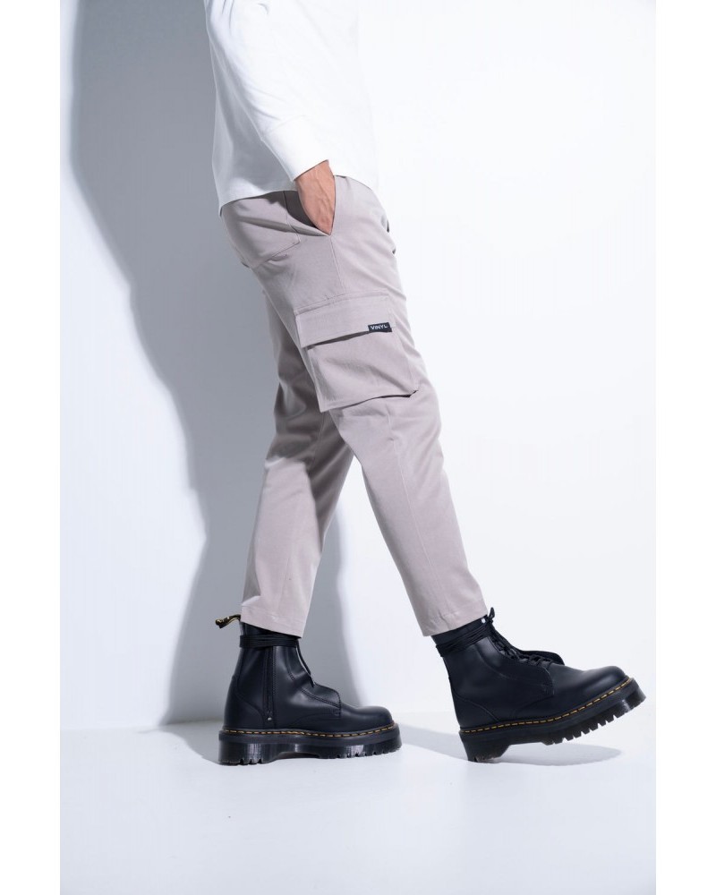 Παντελόνι Υφασμάτινο Cargo Cinched Waist Cargo Pants Vinyl -Γκρι- 02712-09