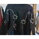 Mπλούζα Πλεκτή Πουλόβερ με Κέντημα Flower και Παγιέτα -Μαύρο - 03341125