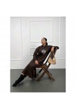 Φόρεμα Μακρύ Φούτερ Με Κουκούλα Sweatshirt Dress -Καφέ- 043.10.20230
