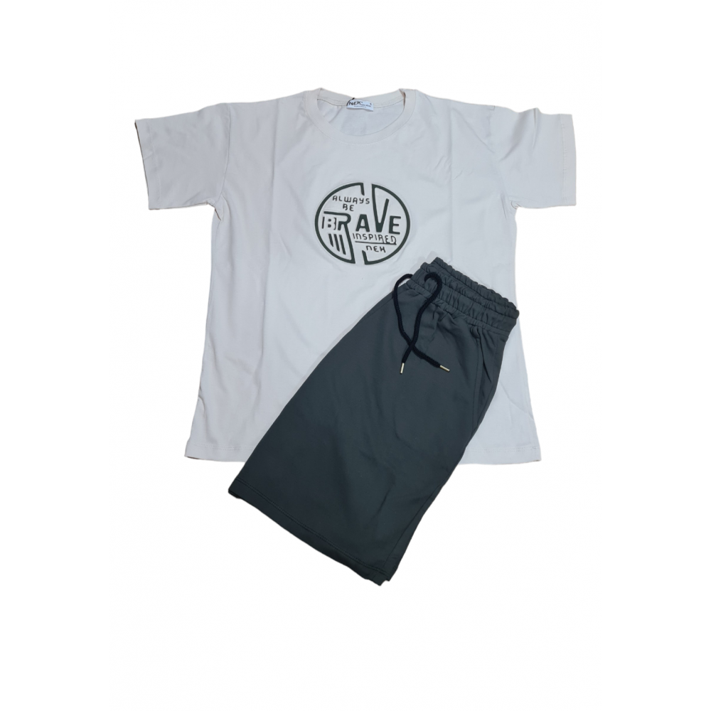Σετ T-Shirt Μπλούζα Κοντομάνικη Brave Και Βερμούδα -Πάγου- 061024