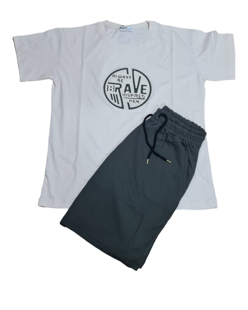 Σετ T-Shirt Μπλούζα Κοντομάνικη Brave Και Βερμούδα -Πάγου- 061024