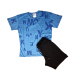 Σετ T-Shirt Μπλούζα Κοντομάνικη Μακό Και Βερμούδα -Μπλε- 061524