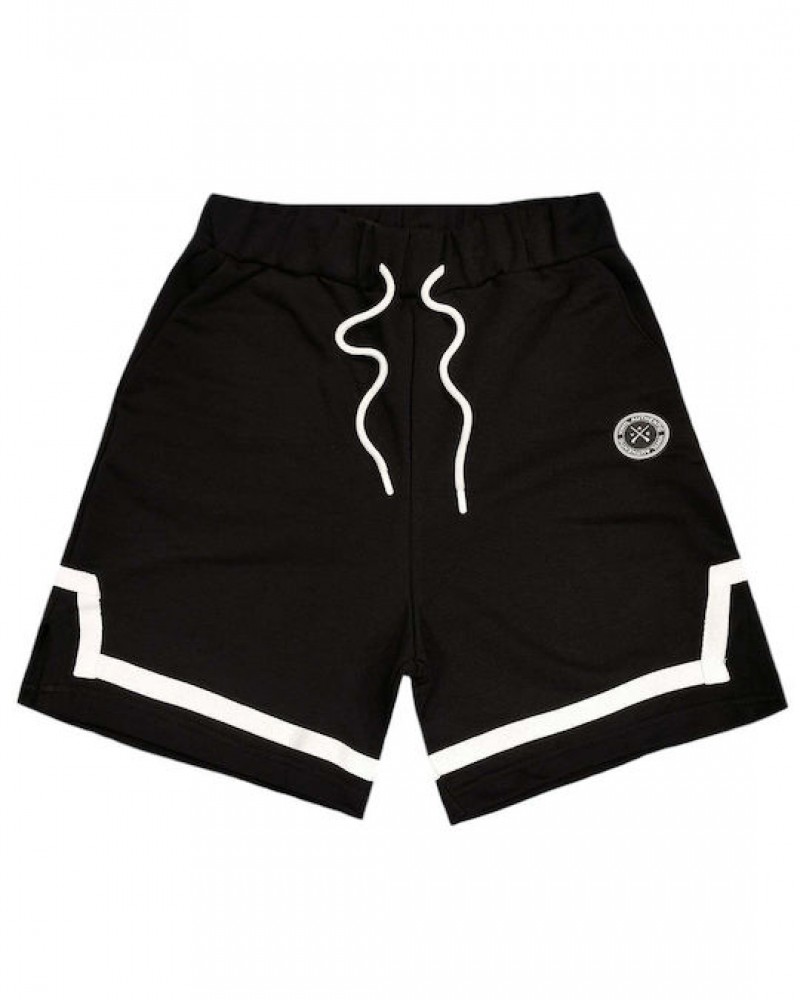 Βερμούδα Shorts Με Ρίγα Cotton Regular Fit Vinyl -Μαύρο- 07845-01