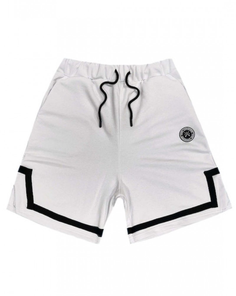 Βερμούδα Shorts Με Ρίγα Cotton Regular Fit Vinyl -Λευκή- 07845-02