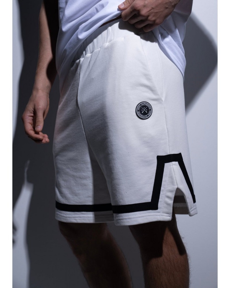 Βερμούδα Shorts Με Ρίγα Cotton Regular Fit Vinyl -Λευκή- 07845-02