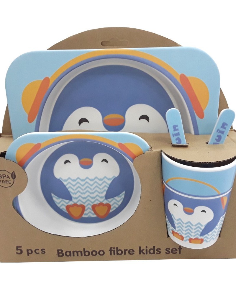 Σετ Φαγητού 5 Τμχ από Bamboo Tableware Fidre Kids Set -Penguin- 084-0246-0001