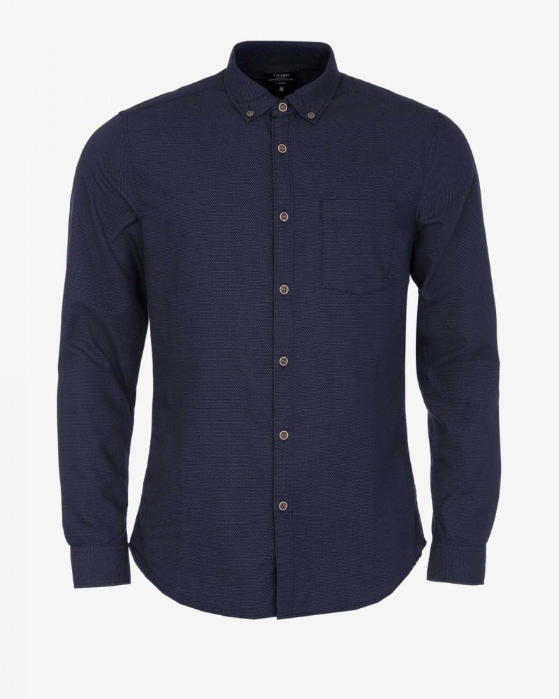 Ανδρικό Πουκάμισο Μακρυμάνικο Με Slim-Fit Εφαρμογή -Dark Navy- 10021473