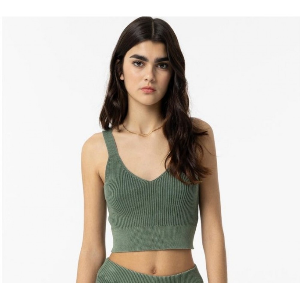 Cropped Mesh Top με Τιράντα από Λεπτή Πλέξη -Κυπαρισσί- 10054599