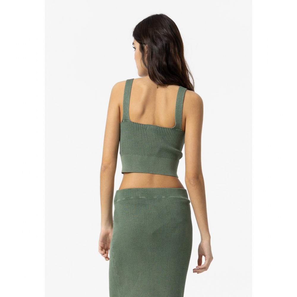 Cropped Mesh Top με Τιράντα από Λεπτή Πλέξη -Κυπαρισσί- 10054599