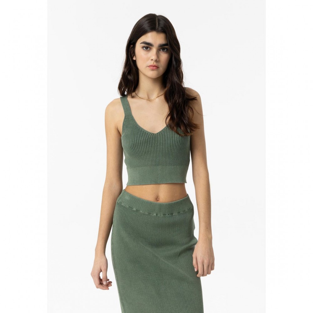 Cropped Mesh Top με Τιράντα από Λεπτή Πλέξη -Κυπαρισσί- 10054599