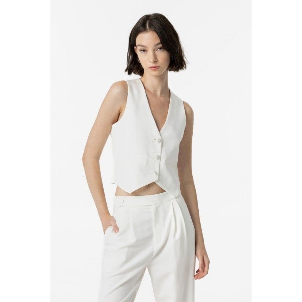 Κλασικό Γιλέκο Margot Fitted Waist Tiffosi -Λευκό- 10054774