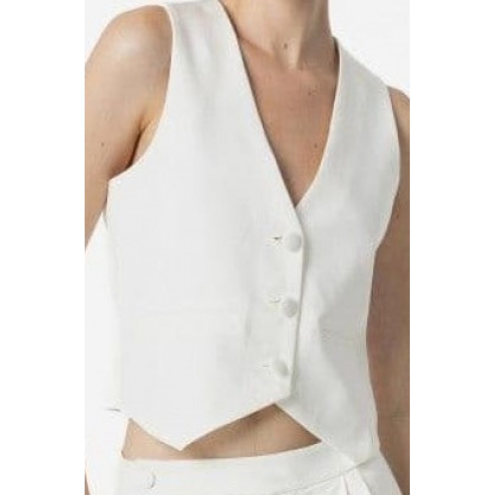 Κλασικό Γιλέκο Margot Fitted Waist Tiffosi -Λευκό- 10054774 Κλασικό Γιλέκο Margot Fitted Waist Tiffosi -Λευκό- 10054774