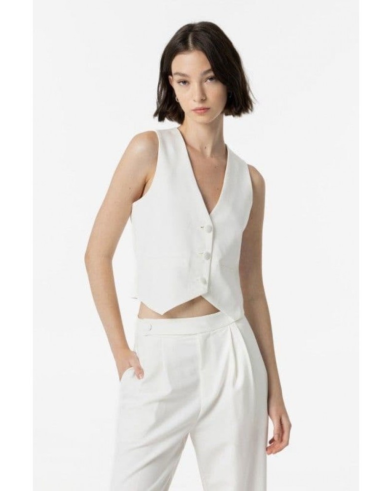 Κλασικό Γιλέκο Margot Fitted Waist Tiffosi -Λευκό- 10054774