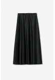 Γυναικεία Μίντι Φούστα Satins Skirt Ψηλόμεση -Μαύρο- 10057038