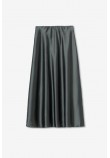Γυναικεία Μίντι Φούστα Satins Skirt Ψηλόμεση -Patina Πράσινο- 10057038