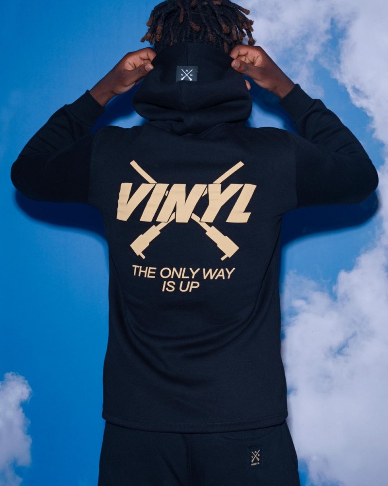 Vinyl Φούτερ Μπλούζα Με Τύπωμα The Only Way Is Up Hoodie -Μαύρο- 10715-01