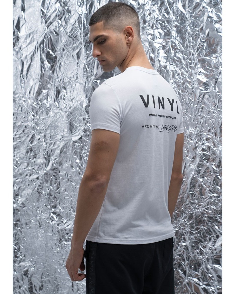T-Shirt, Μπλούζα Με Big Logo Τύπωμα Vinyl -Λευκό- 10731-02