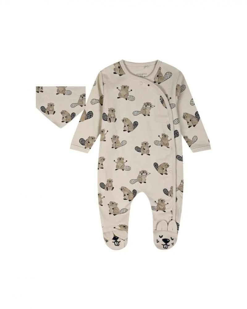 Βρεφικό Φορμάκι Ολόσωμο με Σαλιάρα Αγόρι (0-18Μ) -Βανίλια- 11-124460-9