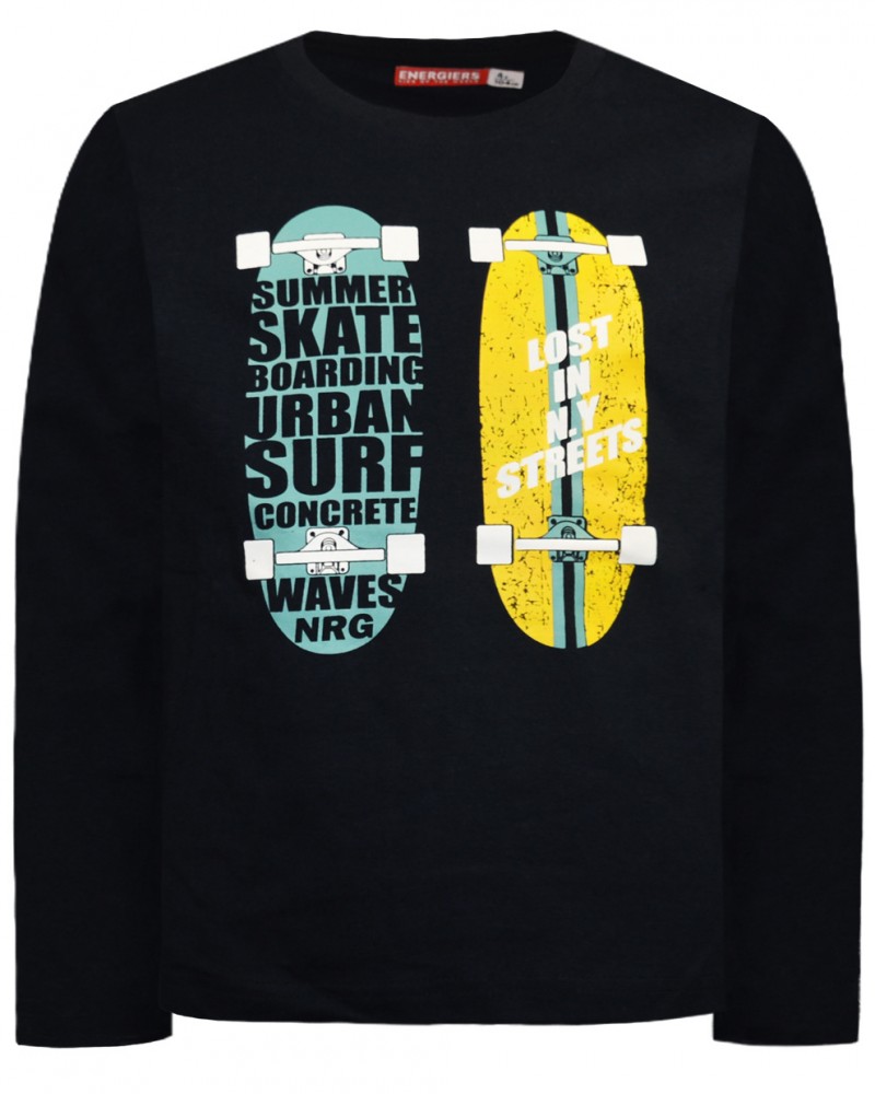 Παιδική Βαμβακερή Μπλούζα με Τύπωμα Skates -Μαρέν- 12-122167-5
