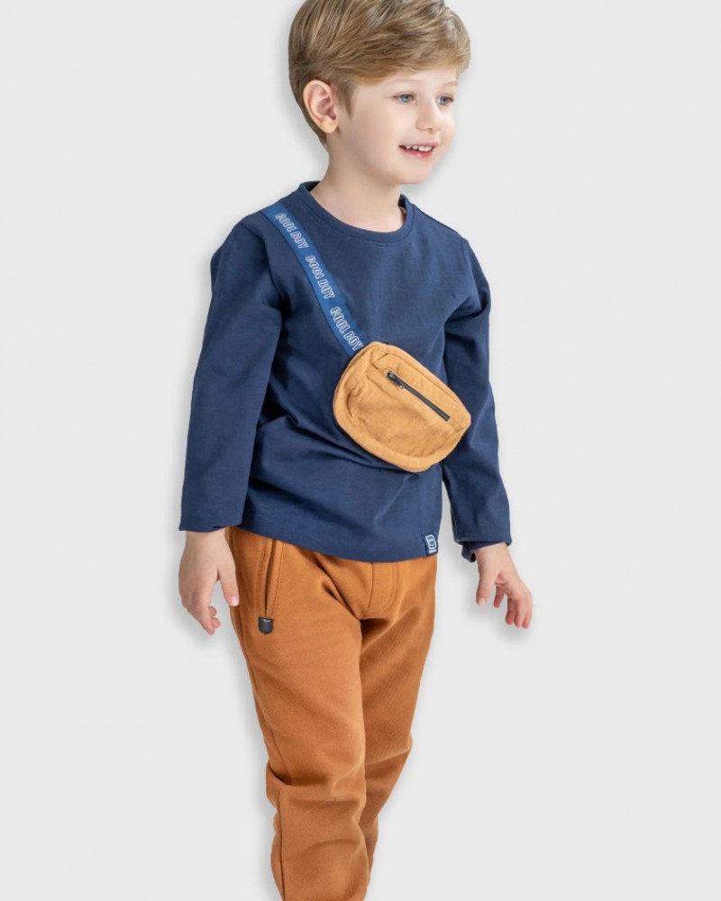 Παιδικό Παντελόνι Φόρμας Φούτερ Πικέ με Λάστιχο Αγόρι (2-6) –Ταμπά– 