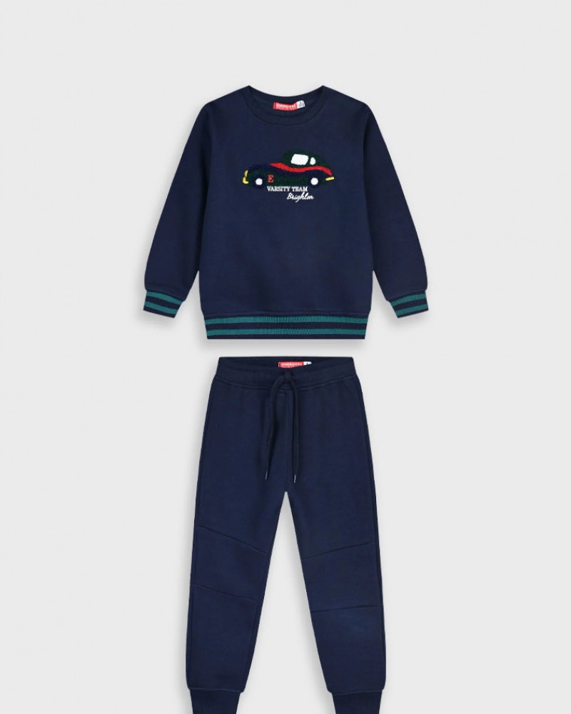 Παιδικό Σετ Φούτερ Φόρμας Με Κέντημα Αυτοκίνητο Αγόρι (2-6) -Μαρέν- 
