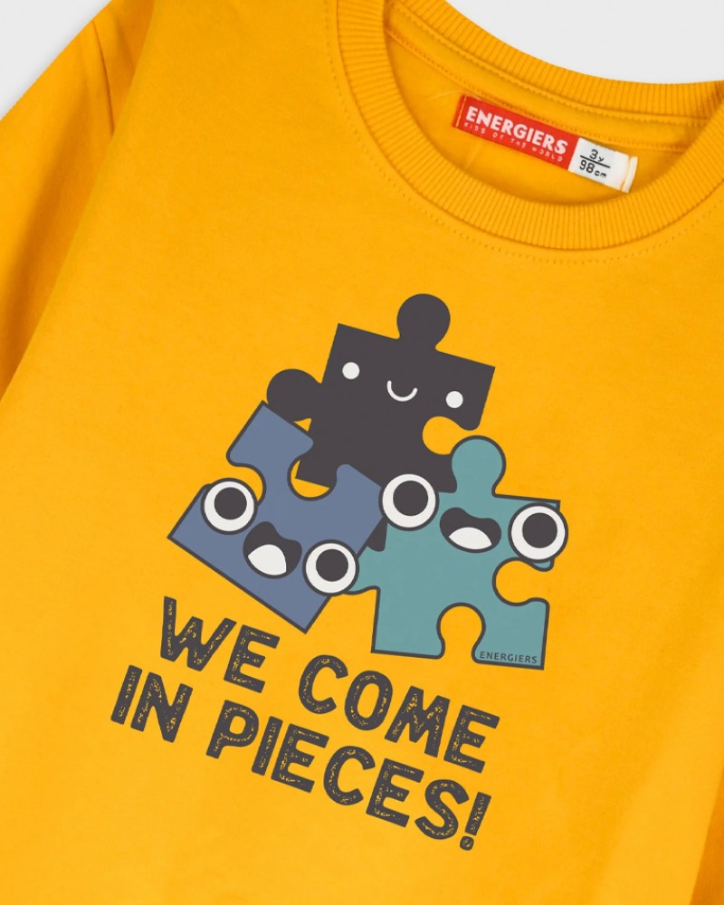 Παιδικό Σετ Φούτερ Φόρμα Με Τύπωμα We Come in Pieces Αγόρι (2-6) -Ανθρακί- 
