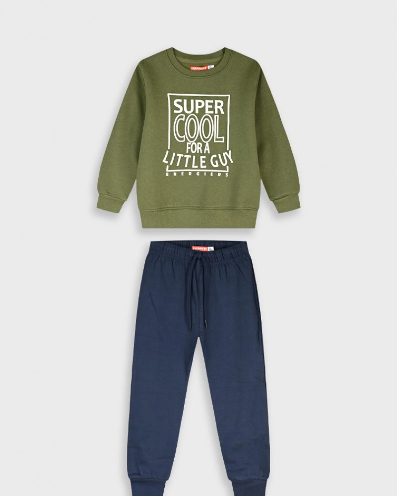 Παιδικό Σετ Φούτερ Φόρμας Με Τύπωμα Super Cool Αγόρι (2-6) -Μπλε- 