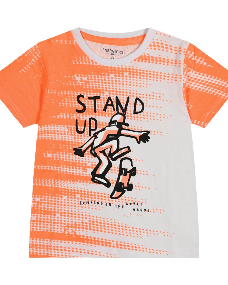 Παιδική Μπλούζα T-Shirt Stand Up Με Neon Τύπωμα Αγόρι (1-6Ε) -Exotic Orange- 12-224140-5