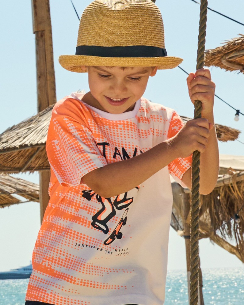 Παιδική Μπλούζα T-Shirt Stand Up Με Neon Τύπωμα Αγόρι (1-6Ε) -Exotic Orange- 12-224140-5