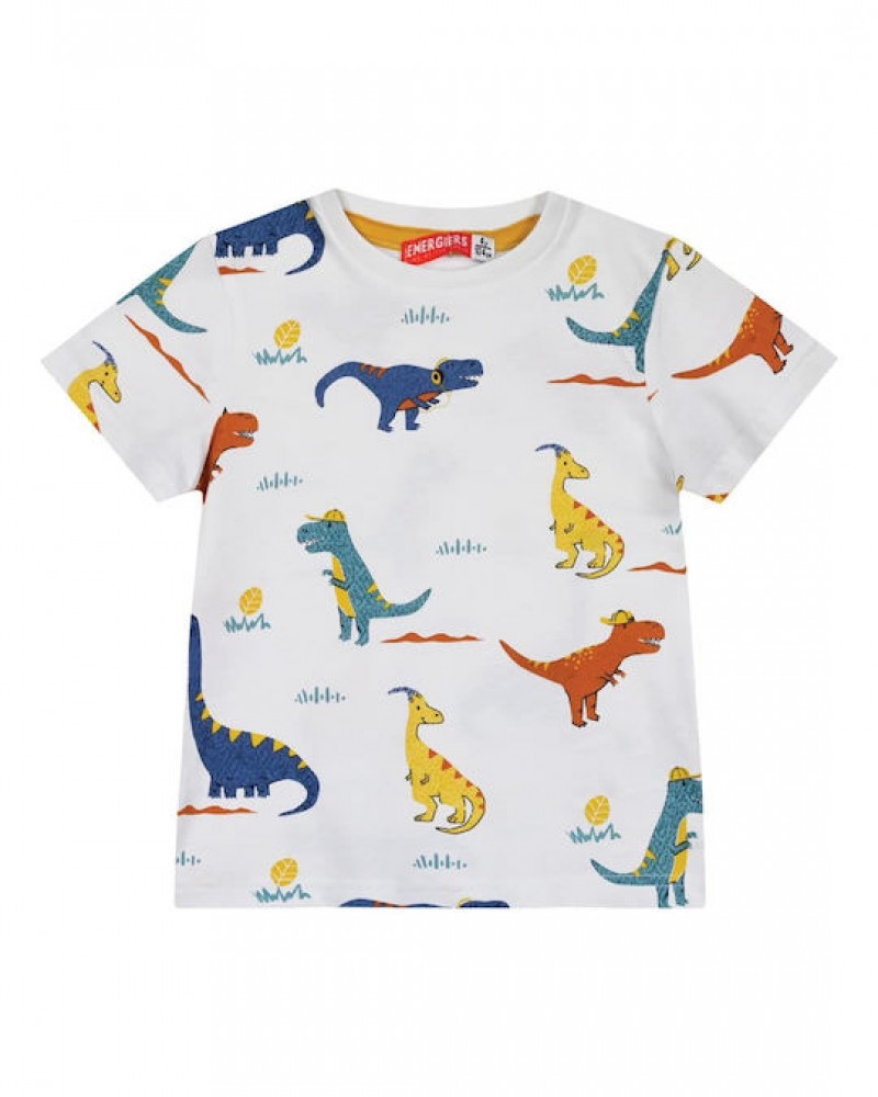 Παιδική Μπλούζα Μακό Με Τύπωμα Dino Αγόρι (1-6Ε) -Λευκό- 12-224157-5