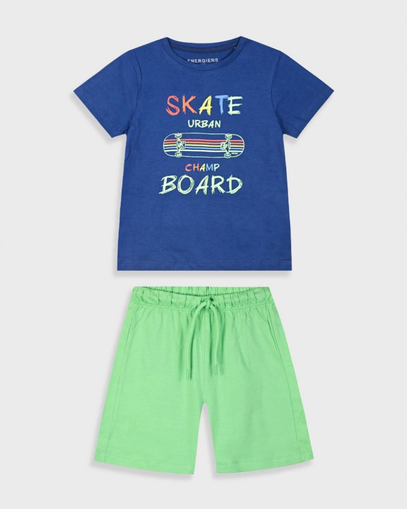 Παιδικό Σετ Μακό Μπλούζα Skate Champ Και Βερμούδα Αγόρι (2-6) -Λάιμ- 12-225112-0