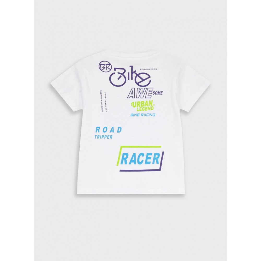 Παιδική Μπλούζα Μακό Με Τύπωμα Racer Αγόρι (1-6) -Λευκό- 12-225134-5