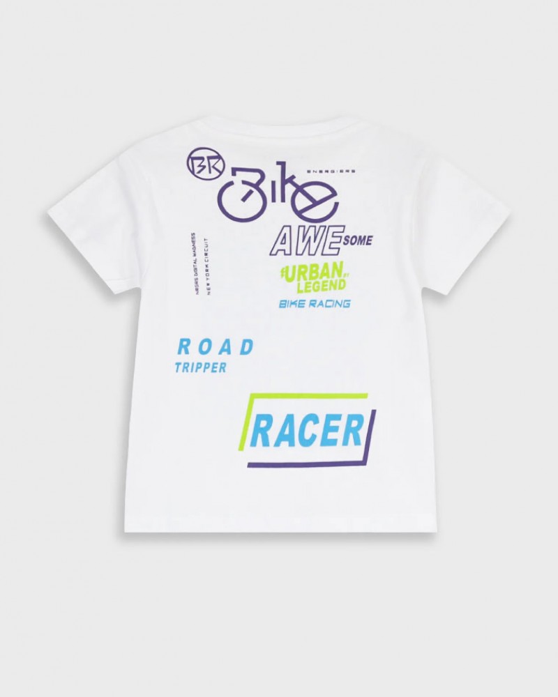 Παιδική Μπλούζα Μακό Με Τύπωμα Racer Αγόρι (1-6) -Λευκό- 12-225134-5