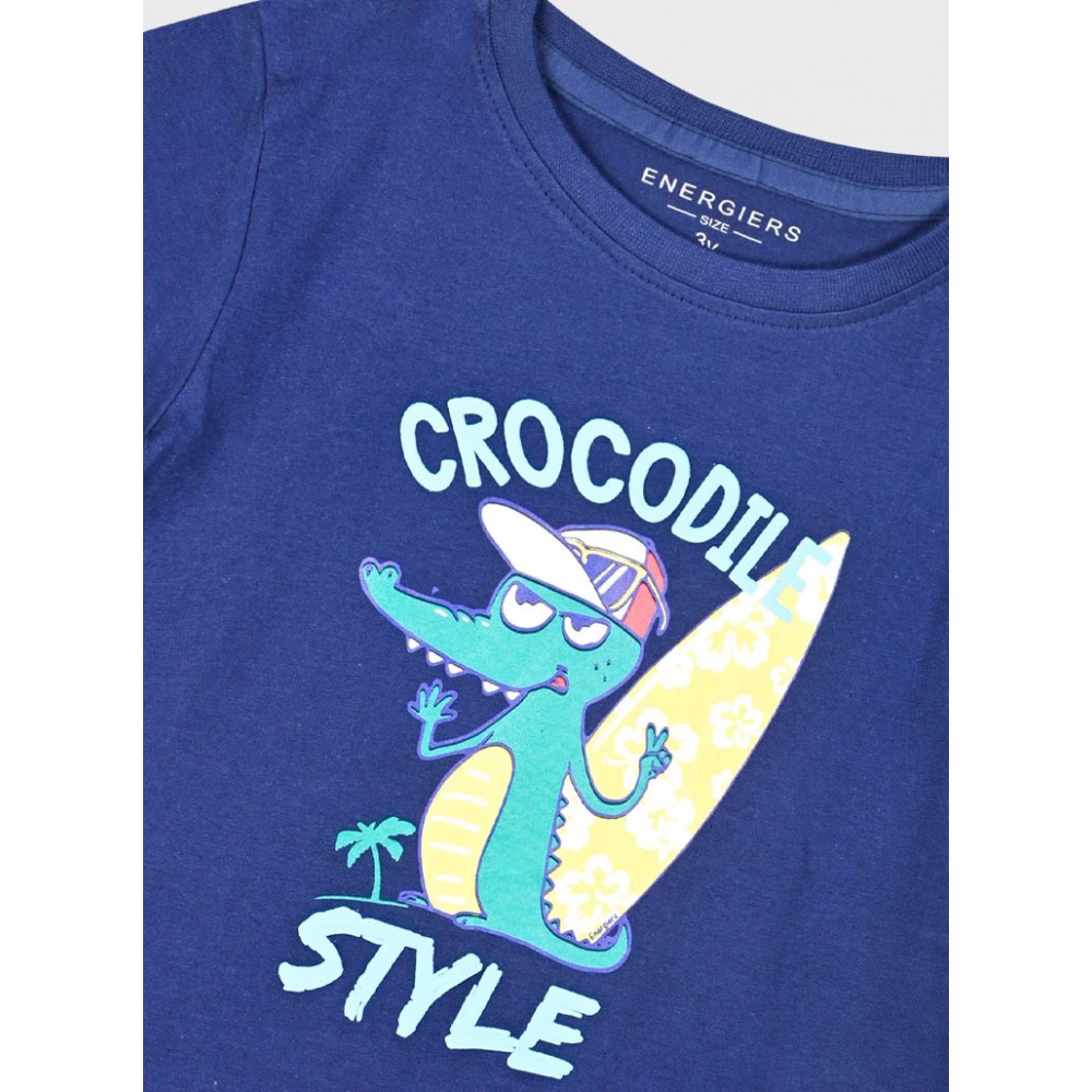 Παιδικό Σετ Μακό Μπλούζα Crocodile Style Και Βερμούδα Αγόρι (2-6) -Μπλε- 12-225190-0