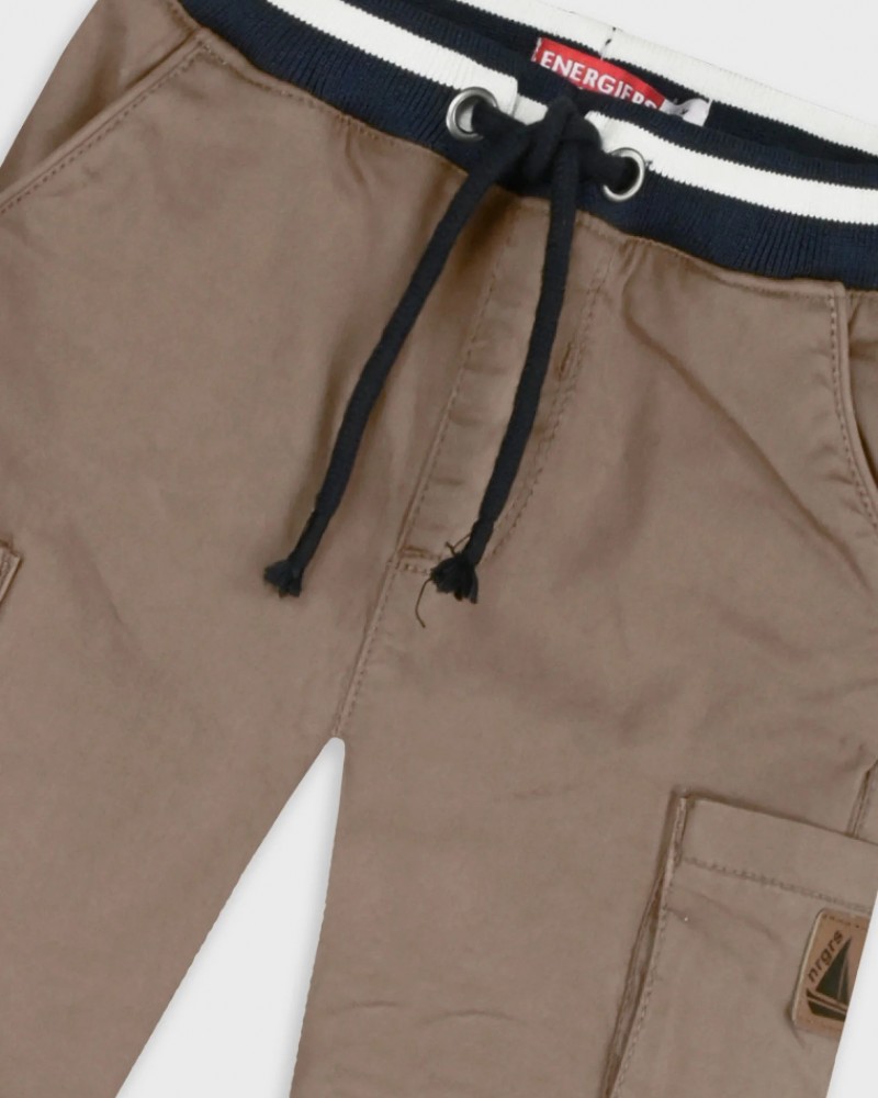 Παιδικό Παντελόνι Cargo Υφασμάτινο με Λάστιχο Αγόρι (2-6) –Σοκολατί– 