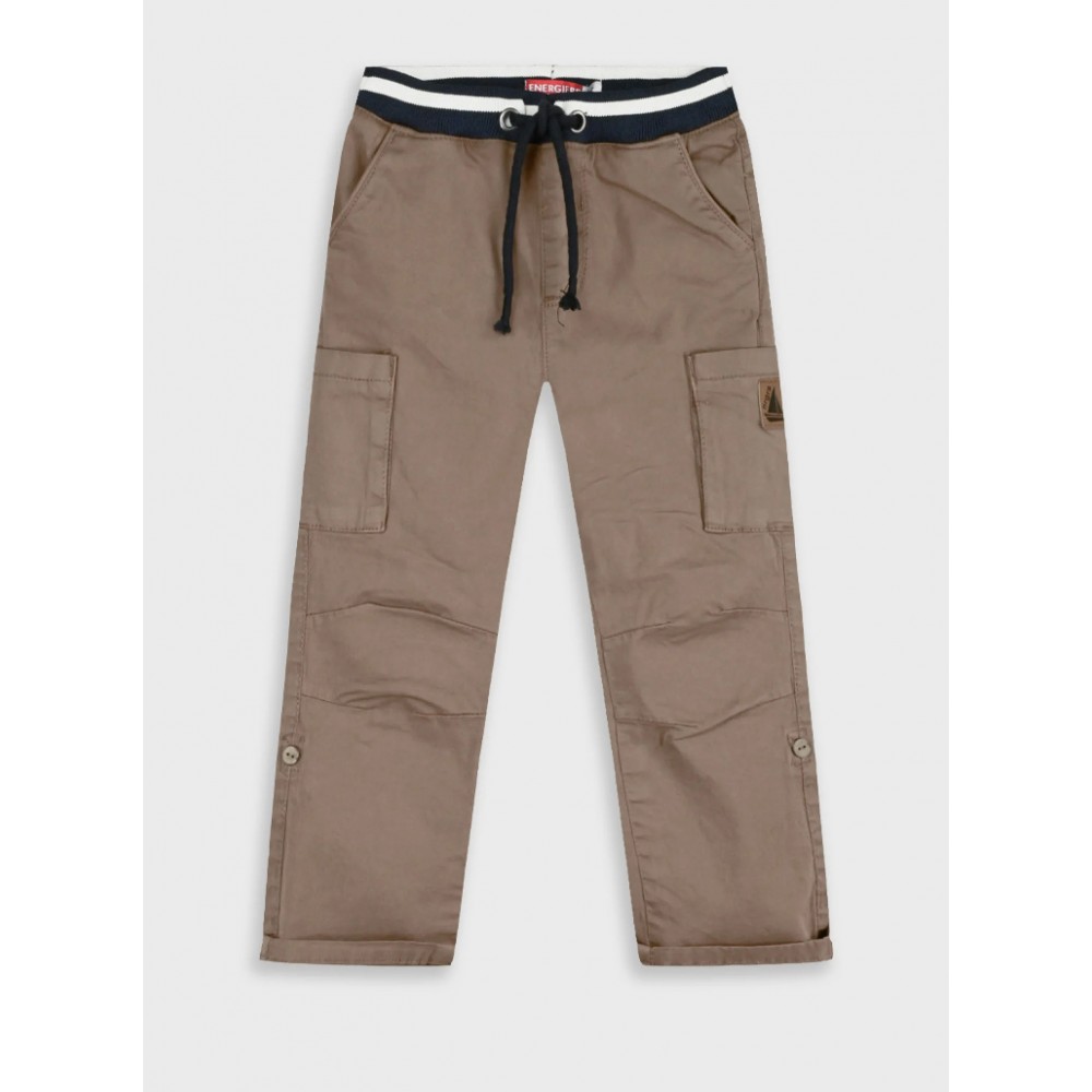Παιδικό Παντελόνι Cargo Υφασμάτινο με Λάστιχο Αγόρι (2-6) –Σοκολατί– 