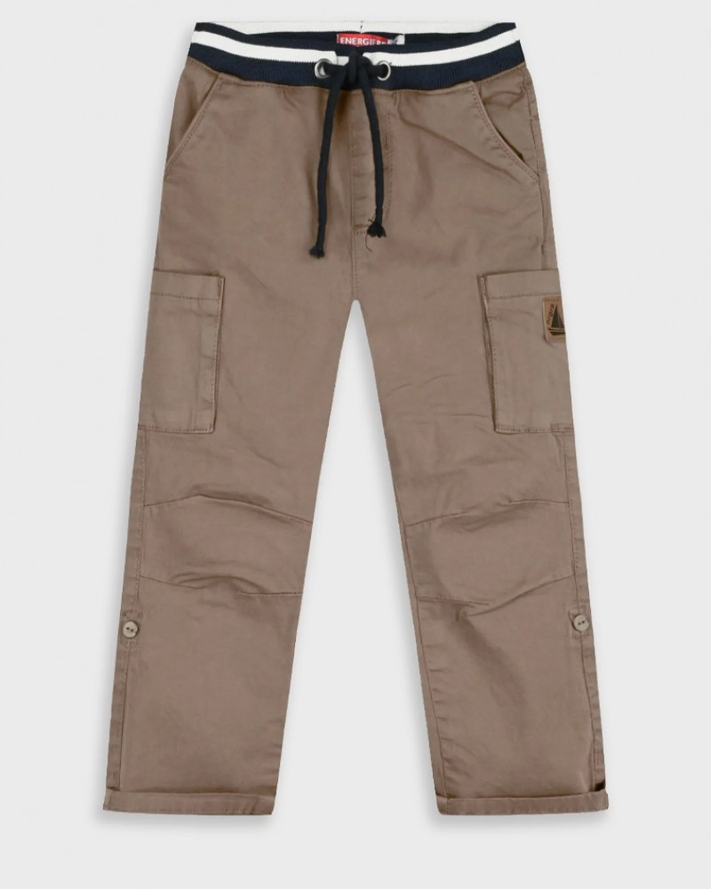 Παιδικό Παντελόνι Cargo Υφασμάτινο με Λάστιχο Αγόρι (2-6) –Σοκολατί– 