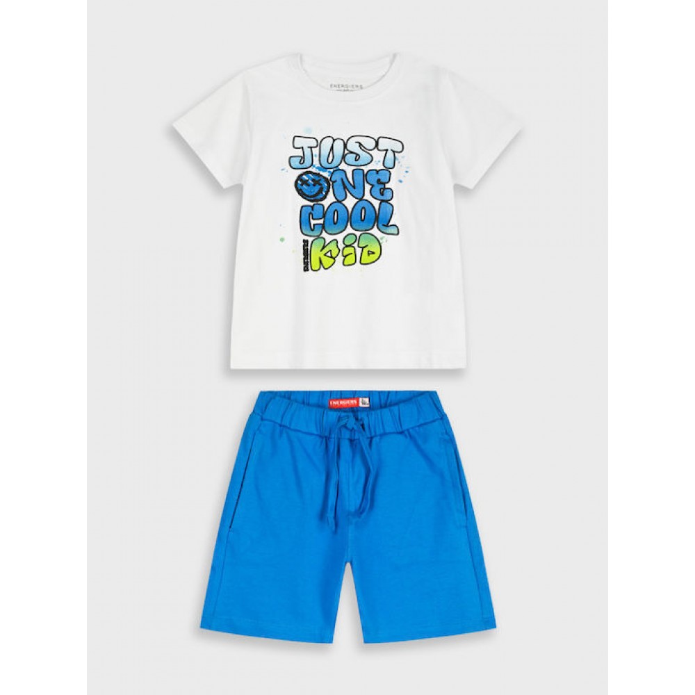 Παιδικό Σετ Μακό με Μπλούζα Just One Cool Kid και Βερμούδα Αγόρι (2-6) –Θαλασσί– 12-226111-0