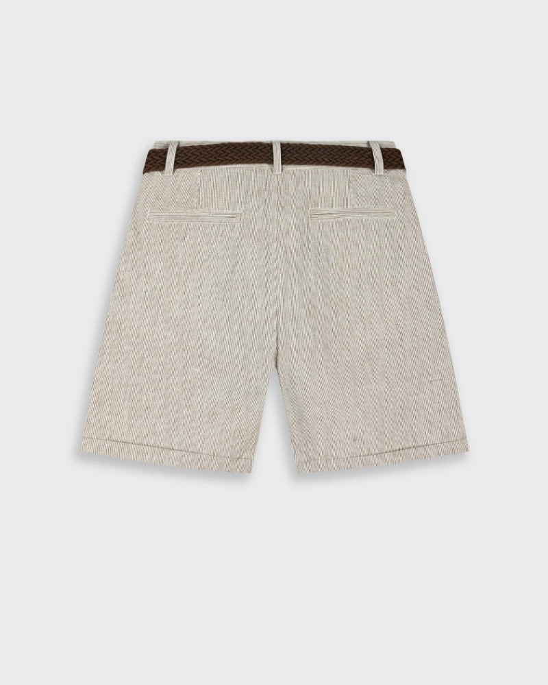 Παιδική Βερμούδα Ριγέ με Ζώνη Σοκολατί Αγόρι (2-6) –Σοκολατί– 
