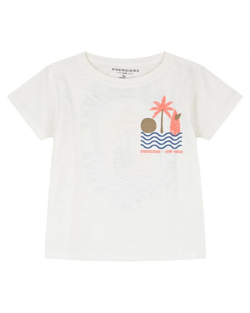 Παιδικό T-Shirt Μπλούζα με Τύπωμα Time For Surf Αγόρι (2-6) -Εκρού- 