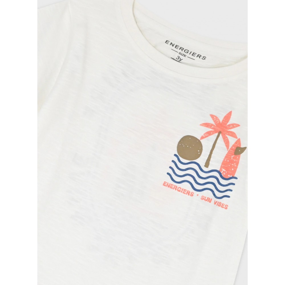 Παιδικό T-Shirt Μπλούζα με Τύπωμα Time For Surf Αγόρι (2-6) -Εκρού- 12-226140-5