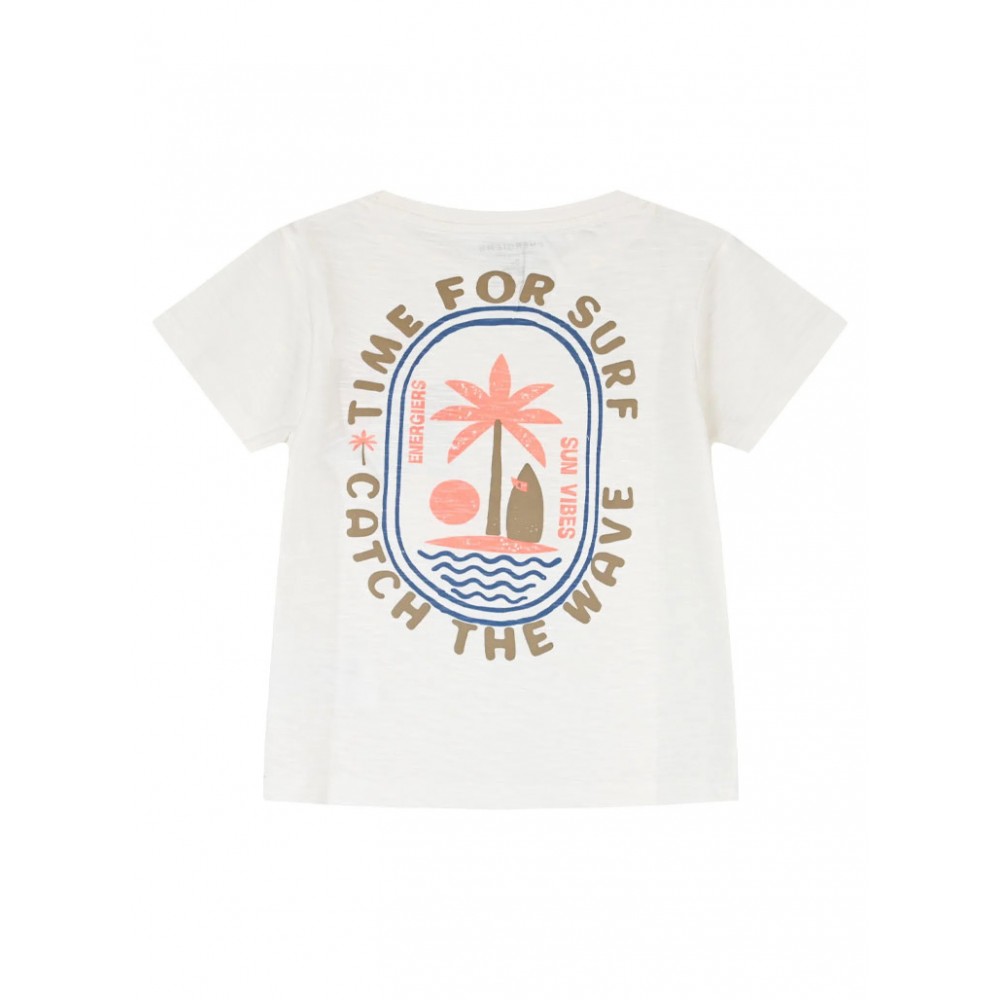 Παιδικό T-Shirt Μπλούζα με Τύπωμα Time For Surf Αγόρι (2-6) -Εκρού- 12-226140-5
