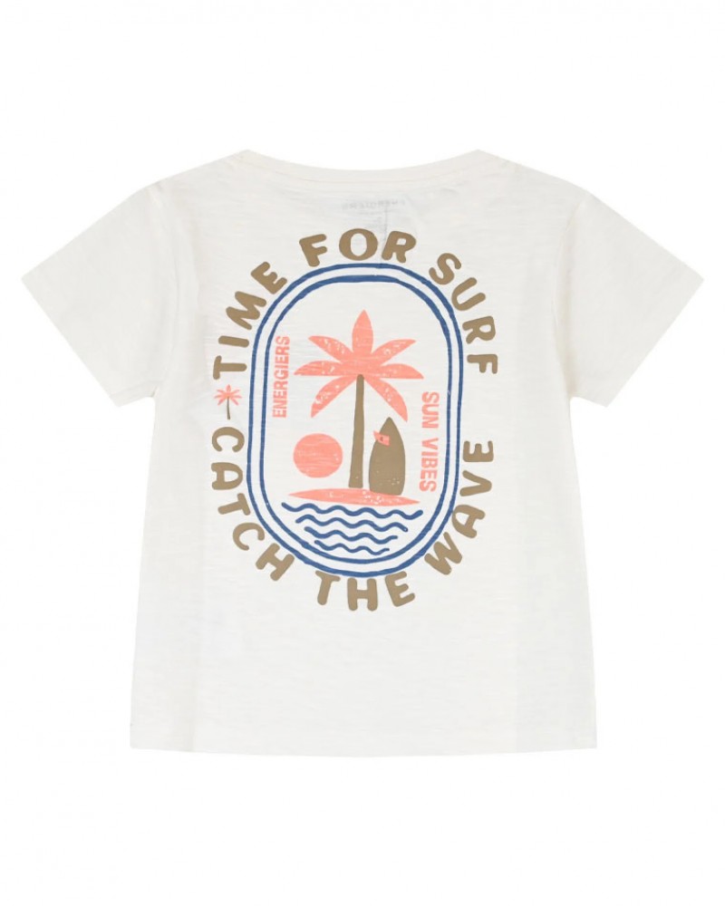 Παιδικό T-Shirt Μπλούζα με Τύπωμα Time For Surf Αγόρι (2-6) -Εκρού- 